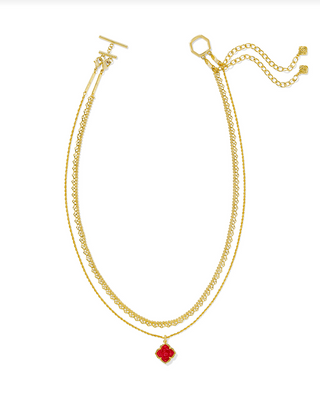 KENDRA SCOTT: Mallory Rose Multi Strand Necklace-Gold Red Mother Of Pearl-7- Jewelry-Moody on Main