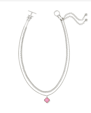 KENDRA SCOTT: Mallory Rose Multi Strand Necklace-Silver Blush Ivory Mother of Pearl-7- Jewelry-Moody on Main