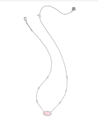 KENDRA SCOTT: Elisa Lattice Frame Necklace-Silver Blush Ivory Mother Of Pearl-7- Jewelry-Moody on Main