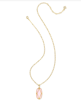 KENDRA SCOTT: Elle Lattice Frame Long Necklace-Gold Blush Ivory Mother Of Pearl-7- Jewelry-Moody on Main
