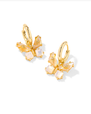 KENDRA SCOTT: Bianca Butterfly Huggies-Gold Iridescent White-7- Jewelry-Moody on Main