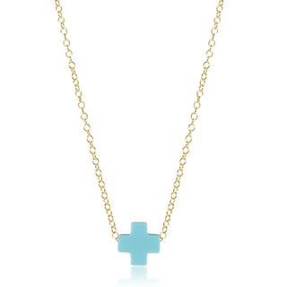 ENEWTON: 16" NECKLACE GOLD - SIGNATURE CROSS-Accessories-TURQOUISE-Moody on Main