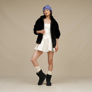 UGG: WOMEN'S TASH FAUX FUR JACKET- BLACK-Outerwear-Moody on Main