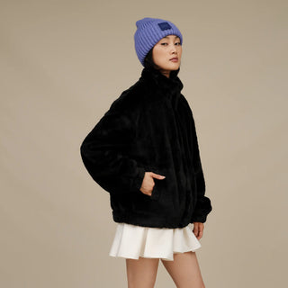 UGG: WOMEN'S TASH FAUX FUR JACKET- BLACK-Outerwear-Moody on Main