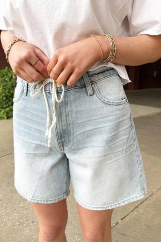KUT FROM THE KLOTH: Holly Drawstring Denim Shorts-5- Denim-Moody on Main