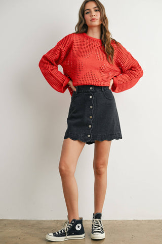 THE DAISY BUTTON-UP DENIM SKIRT-Bottoms-Moody on Main