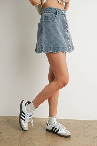 THE DAISY BUTTON-UP DENIM SKIRT-Bottoms-Moody on Main