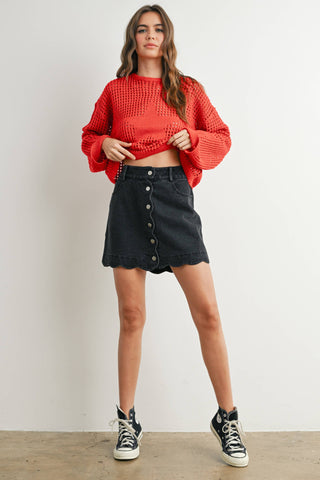THE DAISY BUTTON-UP DENIM SKIRT-Bottoms-Moody on Main