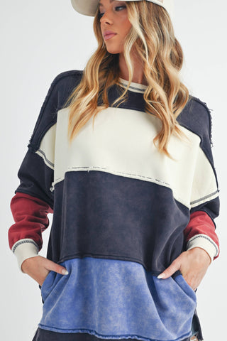 OTTAVIA COLOR BLOCK SWEATER-Tops-Moody on Main