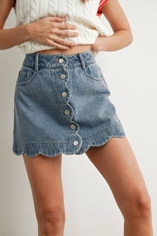 THE DAISY BUTTON-UP DENIM SKIRT-Bottoms-Moody on Main