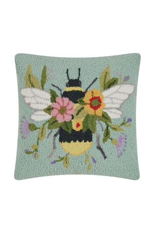 Bee Over Flowers Pillow-11- Gift/Home-Moody on Main