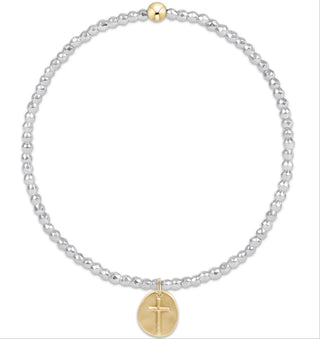 ENEWTON: BRIGHT SILVER FACETED HEMATITE 2MM BEAD BRACELET - INSPIRE SMALL GOLD CHARM-Accessories-Moody on Main