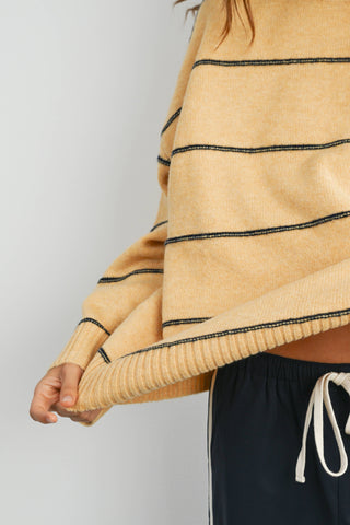 STRIPED PATTERN DROP SHOULDER SWEATER-Tops-Moody on Main