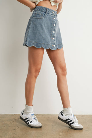THE DAISY BUTTON-UP DENIM SKIRT-Bottoms-Moody on Main