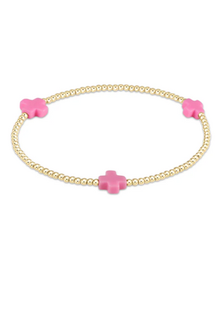 enewton: Signature Cross Small Gold Bracelet -2mm-7- Jewelry-Bright Pink-Moody on Main