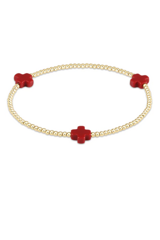 enewton: Signature Cross Small Gold Bracelet -2mm-7- Jewelry-Red-Moody on Main