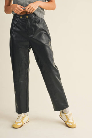 AFTER HOURS LOW-RISE LEATHER PANTS-Bottoms-Moody on Main