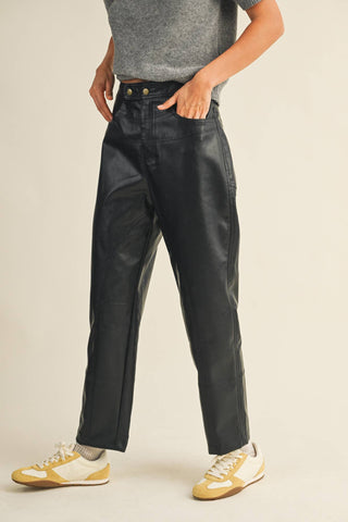 AFTER HOURS LOW-RISE LEATHER PANTS-Bottoms-Moody on Main