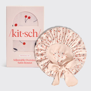 KITSCH: CHERRY PRINT OVERSIZED SATIN BONNET-Accessories-Moody on Main