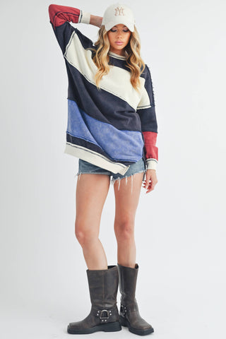 OTTAVIA COLOR BLOCK SWEATER-Tops-Moody on Main