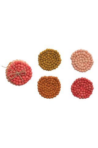 Handmade Wool Felt Ball Coasters-11- Gift/Home-Moody on Main