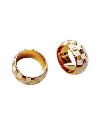 BELJOY: RONNIE CHECKERED RING- GOLD-Accessories-Moody on Main