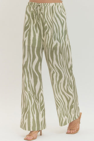 WILD SAGE ZEBRA PANTS-Bottoms-Moody on Main