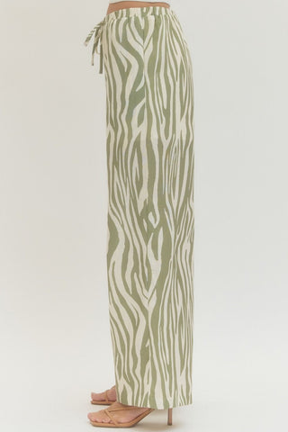 WILD SAGE ZEBRA PANTS-Bottoms-Moody on Main