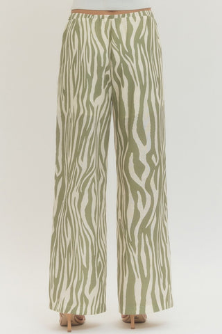 WILD SAGE ZEBRA PANTS-Bottoms-Moody on Main