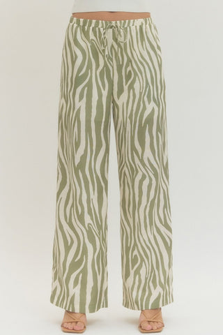 WILD SAGE ZEBRA PANTS-Bottoms-Moody on Main