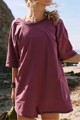 FP Movement: Hot Shot Tee Romper-Clove-6- Dress/Romp/Jump-Moody on Main