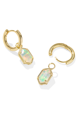 Kendra Scott: Hallie Huggie Earring-Gold Opalite Illusion-7- Jewelry-Moody on Main