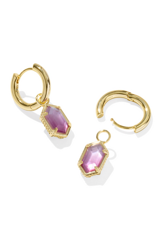 Kendra Scott: Hallie Huggie Earring-Gold Purple Watercolor Illusion-7- Jewelry-Moody on Main