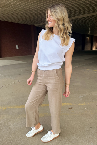 Kut From The Kloth: Topaz High Rise Wide Leg Pant-Khaki-4- Bottoms-Moody on Main