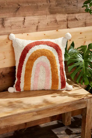 Tufted Rainbow Pom Pillow-14-DISTRESSED-Moody on Main