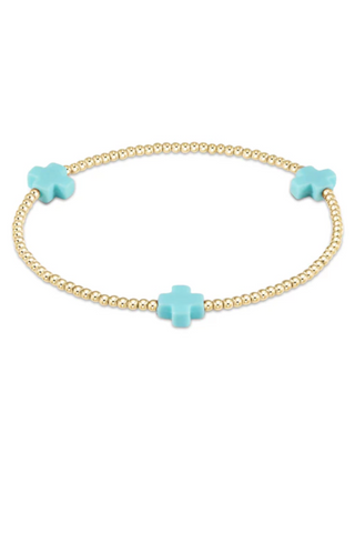 enewton: Signature Cross Small Gold Bracelet -2mm-7- Jewelry-Turquoise-Moody on Main