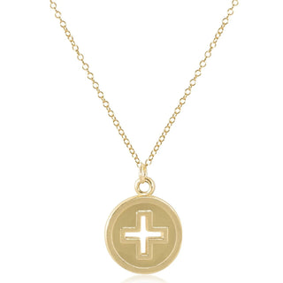 ENEWTON: 16" NECKLACE GOLD - SIGNATURE CROSS GOLD DISC-Accessories-Moody on Main