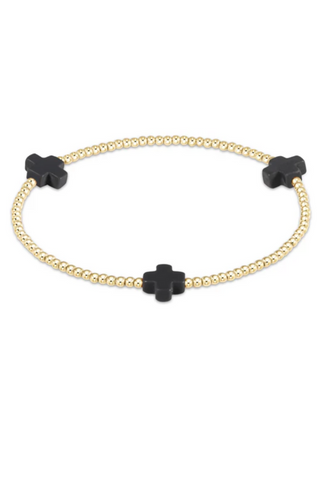 enewton: Signature Cross Small Gold Bracelet -2mm-7- Jewelry-Onyx-Moody on Main