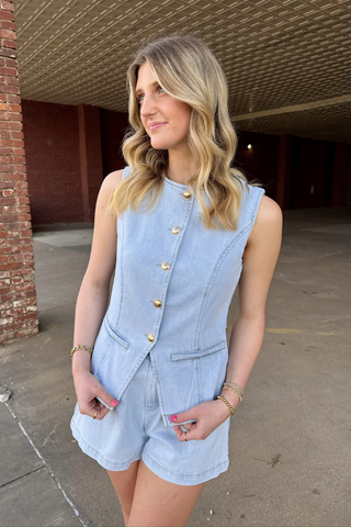 Sophia Denim Paperbag Shorts-4- Bottoms-Moody on Main